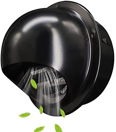 Soffitventiler utvändigt,Ventskydd, Runt lock Yta Svart färg, Torkhuva Extern Extractor Vent Cap, Avgasventiler med skärmnät(180mm 7 inch)