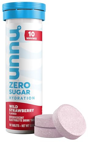 Nuun Zero Sugar Hydration Electrolyte Tablets - Sodium, Potassium, Chloride, Calcium, Magnesium, Light & Delicious Fruit Flavors, No Sugar, Gluten Free, Vegan, Wild Strawberry (80 Total Servings)
