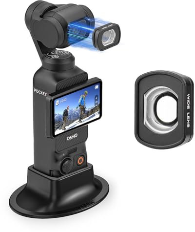 BRDRC Pocket 3 Weitwinkelobjektiv, 0,72 x magnetischer Weitwinkelfilter mit Standfuß für DJI OSMO Pocket 3 Creator Combo Zubehör – erweitertes Sichtfeld von 112 °