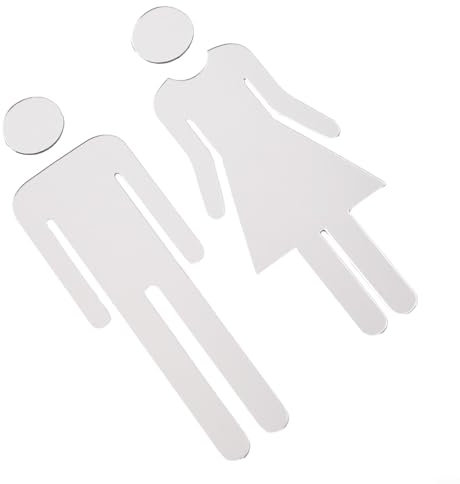 Segnali per WC in acrilico facili da installare, indicano strutture per uomini e donne, 1 paio (argento)