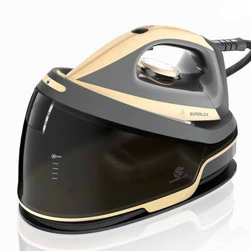 SUPERLEX Steam Generator Iron with 1.3 L Removable Water Tank, Ceramic Smooth Soleplate, Powerful Vertical Steam and 25-35g/min Continuous Steam, 3.5 Bar Pressure for Clothes and Garments