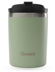 QWETCH - Travel Mug Isotherme - Vert Tilleul 240ml - Thermo Café & Thé en Inox - 6h Chaud et 12h Froid - Compacte & Étanche, Mug de voyage