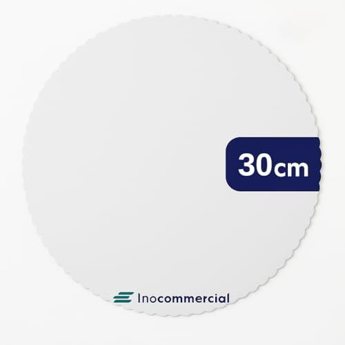 Inoverse 100 styck tårtunderlägg rund Ø 30 cm vitt, stabil kartong Cakeboard belagd engångs tårtplatta, kartong tårtfat, pappunderlägg tårttillbehör