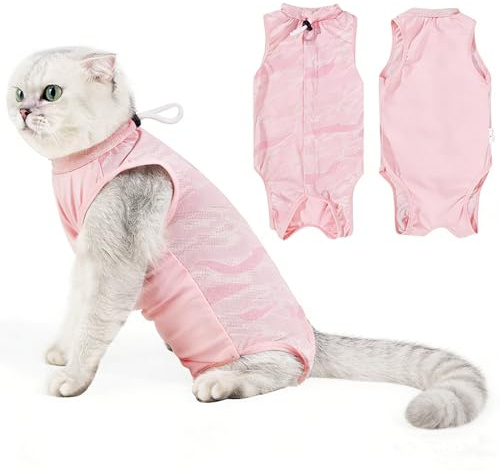 YAYNO Body Gato Post Operatorio Traje Cirugía Gato Transpirable Ropa para Después de Gatos Gata Esterilizacion Traje Recuperación Gata Recovery Gatos Anti Lamido Cat Clothes para Quirúrgica(S)