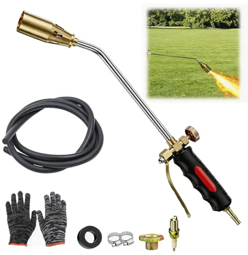 Portable Propane Torch Weed Burner Kit, 2026 Weed Torch with Turbo Trigger, 35mm Nozzle 200cm/6.6ft Hose Flamethrower for Flame Weeding, Roofing, Snow Melting
