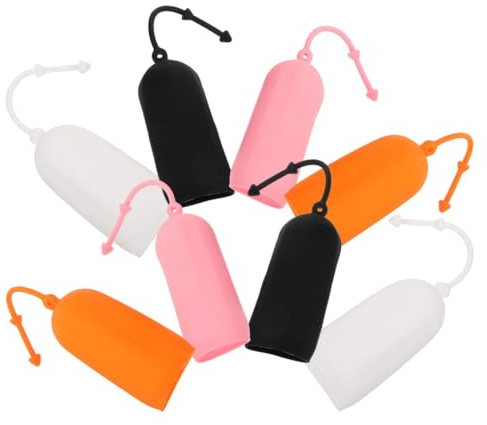 AMUSLESUR Coperture per Bottiglie da Viaggio in Silicone 8 Pezzi Manicotti Elastici Protettivi Antigoccia per Flaconi Lozione e Trucco per Uso in Viaggio