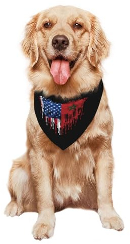 Marocko Amerika älskar den marockanska flaggan hundhalsduk tvättbar hundbandana snygg hundhalsduk för katter små medelstora och stora hundkläder & tillbehör