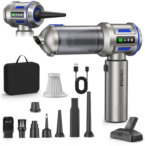 Yomile Aspirador de Mano, 27000Pa/135W, Aspiradora sin Cable Coche 4 en 1, Aspiradoras de Mano con Motor sin Escobillas de 250.000 RPM, para Coche/para Uso en la Oficina/la Cocina