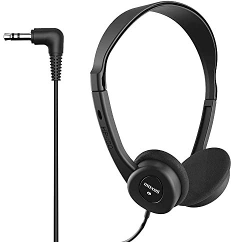 Maxell - 190319 Stereo Headphones - 3.5mm Cord with 6-Foot Length - Soft Padded Ear Cushions, Adjustable Headband for Comfort - Sleek, Lightweight, Wired for Reliable Connection – Black