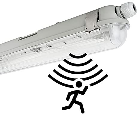 NCC-Licht LED Feuchtraumleuchte Wannenleuchte 150cm 1x 22W T8 Röhre 840 Neutralweiß 4000K IP65 mit Sensor