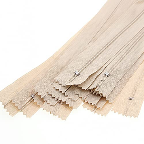 Nylon Reißverschlüsse, Nicht Teilbar Reißverschlüsse, 30cm lang, 2.6cm breit für Nähen Tasche Kissenbezügen Kleidung (30 Stück, Beige) YIGUANXIN