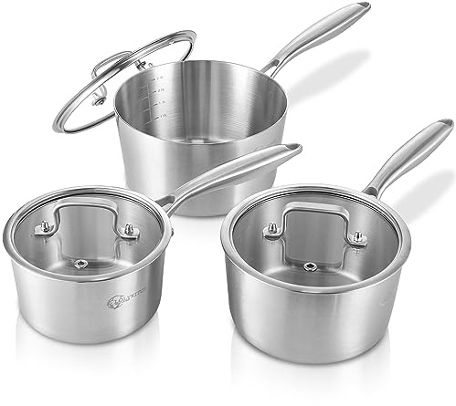 LOLYKITCH 1.5-2.5-3.0 QT Stainless Steel Saucepan Set of 3