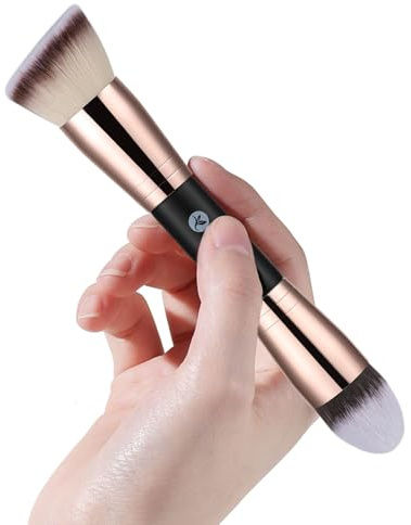 KINGMAS Pinceau à fond de teint double face avec pointe biseautée/pointue pour estomper la poudre liquide, l'anti-cernes, la crème cosmétique, le fard à joues