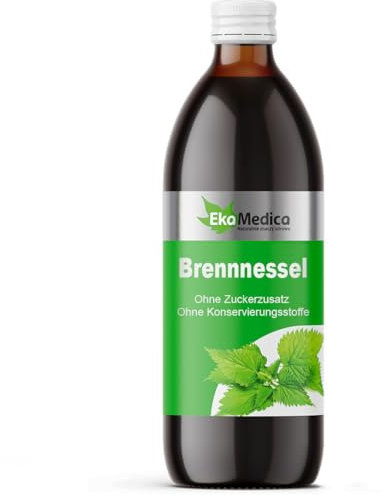 EkaMedica® Brennnessel Extrakt Saft Nahrungsergänzungsmittel - Natürlich Ohne Zuckerzusatz Konservierungsstoffe Duftstoffe (500 ml)