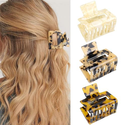 Blooms Pince Cheveux Femme, 3 pièces Acétate Pince à Cheveux Antidérapantes Pinces à Cheveux Coquille de Tortue Epingle Cheveux Femme Imprimé Léopard Accessoires Cheveux