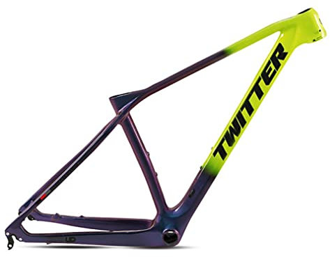 Cuadro Carbono MTB 27.5er 29er Cuadro BTT 15''/17''/19'' Freno Disco Cuadro Hardtail XC Am 135mm QR Guiado Interno (Color : Geel, Size : 15'')