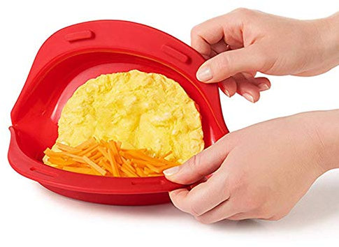 Macchina per omelette per forno a microonde, strumento per omelette, in silicone, strumento per omelette, teglia pieghevole per cuocere uova e omelette, strumento per preparare uova e omelette in modo