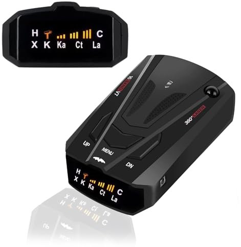 New Radar Detector for Cars with Voice Speed Prompt,360 ° Detection，Vehicle Speed Alarm System, Led Display, City/Highway Mode, Gifts for Husbands,Boyfriends, black, ‎V7-JHS1-S