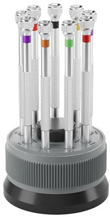 Juego de 9 destornilladores de relojero de 0,8 mm a 2,0 mm para reparación de gafas, relojes, joyería, reparación de gafas, destornillador ranurado