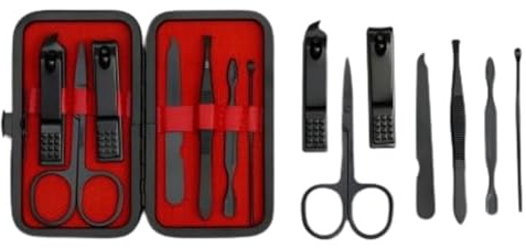 DomoDomo Set de pedicura profesional 8 en 1 de acero inoxidable con estuche, juego de manicura de viaje, 8 piezas