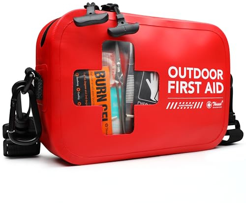 152 PCS Waterproof First Aid Kit, Portable Small Boat Dry Bag Bug Out Bags, Emergency Medical Kit Ideal for Boating, Camping, Fishing, Kayaking, Floating, Red