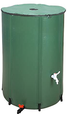 Bonnlo Faltbare Regentonne 380 Liter, Regenfass mit Deckel, Regenwassertonne mit Überlaufschutz, Wasserkanister Regenwassersammler mit Wasserhahn Garten