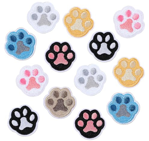 14 Stück Bügelflicken Hundepfoten Patches zum Aufbügeln Bestickte Aufnäher zum Aufnähen oder Aufbügeln Pfote Hund Aufnäher für Kleidung Jeans
