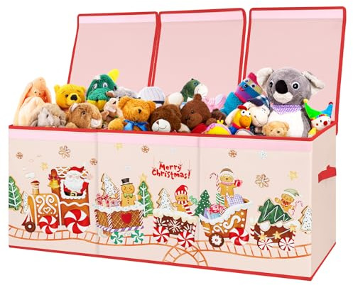 decalsweet Contenitore Giochi Bambini Extra Large con Coperchio Ribalta, Scatole Porta Giochi Pieghevole Oxford, Baule Portagiochi Impermeabile per Ragazze Ragazzi, 96×32×40cm(Omino di pan di Zenzero)