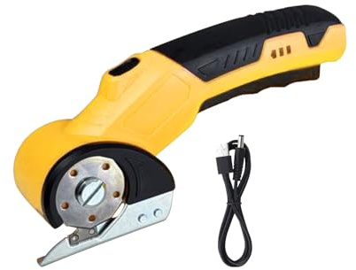 Tktouci Ciseaux Électriques Sans Fil - 320RPM Outil de Découpe Portable avec Verrou de Sécurité et Lumière LED,Ciseaux Rotatifs Rechargeables pour Tissus Cuir Moquette Carton,Atelier de Bricolage et