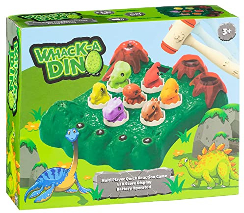 Whack-A-Dino Interactive Arcade Game, Multi-Player Quick Reaction with LED Score Display, Battery Operated, 29 x 24 x 8.5 cm, Ages 3+
