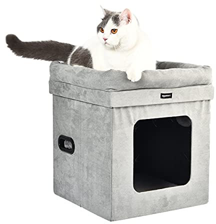 Amazon Basics Faltbares Katzenhaus, 38 x 38 x 43 cm, Grau
