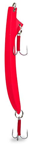 Aquantic Unisex – Erwachsene 10C4039507237660C10 Banana Steel Double Treble Pilker, Farben Silber, Luminous, bleifrei, Taumelpilker, Zwei Salzwasserdrillinge, 300-800g (Rot, 300g), Bunt, Normal