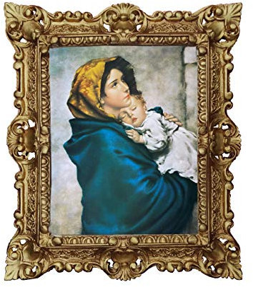 GEMÄLDE JESUS IKONEN Historische Wandbild Bild Heilige Jesus von Nazaret Christus Heiligenbild Bild mit Rahmen Antik Barockrahmen 45x38 cm 48B