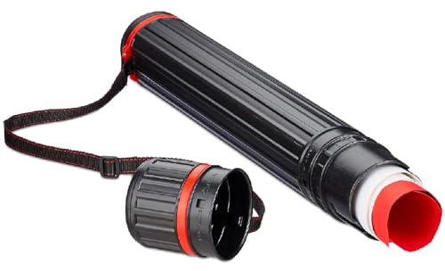 Acan Tradineur - Tubo portaplanos Extensible de 64 a 100 cm con Correa de Transporte, plástico, Almacenamiento Planos, Documentos, láminas, Ø 8,5 cm (Negro)