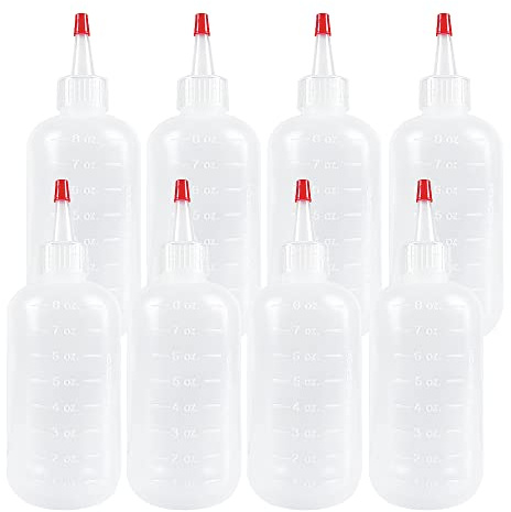 seewavom 8 Pack 8 Ounce Plastic Squeeze Bottles With Caps Plastic Small Dispensing Bottles Crafts, Art, Glue, Kitchen