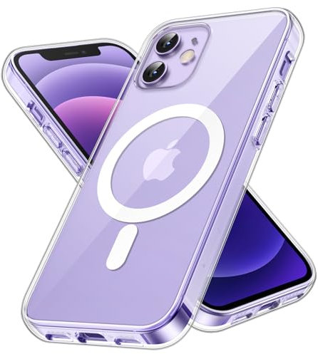 JETech Magnetisch Hülle für iPhone 12/12 Pro 6,1 Zoll Kompatibel mit MagSafe Kabellosem Laden, Stoßfest Handyhülle, Schutzhülle Kratzfeste Transparent Rückseite (Durchsichtig)
