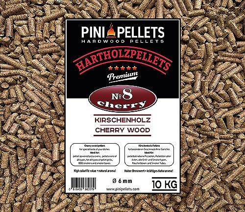 PINI Grillpellets № 8 Kirsche 10 kg BBQ Hartholzpellets zum Grillen Räuchern Smoken
