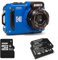 KODAK Pixpro Pack WPZ2 + 2 Batteries + 1 Carte SD - Appareil Photo Numérique Compact 16M Pixels, Etanche à 15m, Anti-Choc, Video 720p, Ecran LCD 2,7 - Batterie Li-ION - Bleu
