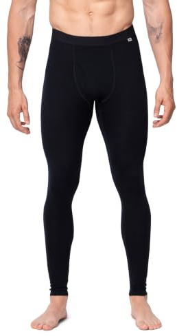 DANISH ENDURANCE Legging Thermique Mérinos Homme, avec Braguette en Option | Legging Thermique en Laine Mérinos, Chaud et Respirant, avec Braguette en Option, pour le Ski et la Randonnée d'Hiver