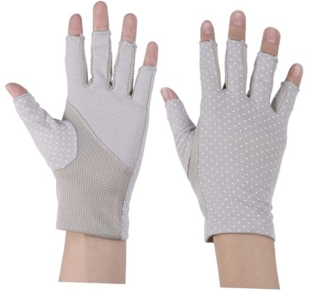 TOGEVAL Sonnenschutz Uv Handschuhe Halbfinger Für Damen Outdoor-Sport Handschuhe Ultradünne Baumwolle Für Radfahren Klettern Reiten