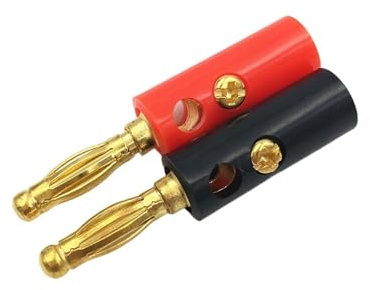 10 st 4 mm guldpläterade banan hane högtalare skruvpluggar kontakter röd och svart längd 40 mm (70R)