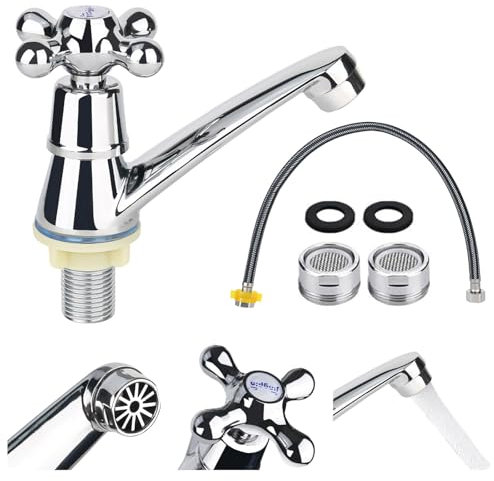 Robinet de lavabo simple de salle de bain - Robinet de salle de bain moderne chromé avec eau froide - 60 cm