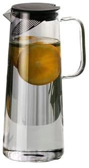 Beverage Serveware 1.35L/1.8L Glass Water Pitcher with Lid and Handle Water Jug for Fridge Iced Tea and Coffee Carafe Beverage Serveware Water Carafe(Gris,Small)