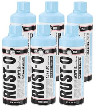 Rust-Oleum Rust-O Acrylic Spray Paint | Street Artist Spray Paint for Murals | Weather Resistant for Concrete, Wood, Brick and Other Surfaces | 11 Ounce | Matte Cloudy Daze | 6 Pack