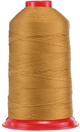 QUARKZMAN 700 Yards Fil à Coudre en Nylon Lié Taille 840D/3 Fil à Coudre en Nylon Renforcé pour Cuir Jeans Et Tissage Artisanal Machine DIY Ton Doré