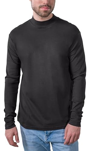 HRM Men´s Premium Highneck Longsleeve Tees T-Shirt à Manches Longues Haut de Gamme pour Homme, Gris Foncé, 4XL