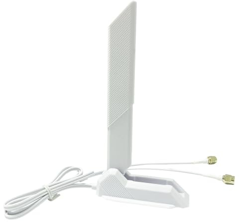 JINTAI WiFi 6E Tri-Band 2,4 GHz/5,8 GHz/6 GHz WLAN-antenn, wifi 6E-antenn för MIS datorer, routrar, spelenheter 2,4 g/5,8 g/9 g, WLAN-förstärkare, vikbar magnetisk bas (vit)