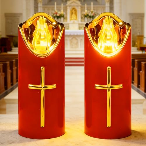 Vela LED para Tumba, 2 PCS Vela Conmemorativa, Funciona con Pilas sin Llama