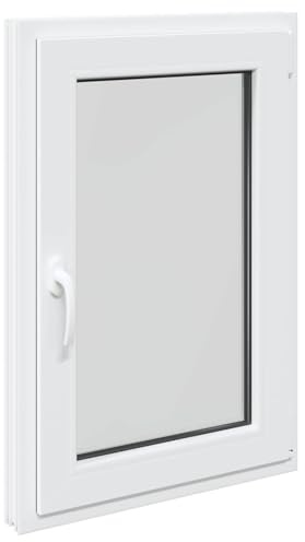 vidaXL Ventana de sótano RISOR 60 x 80 cm PVC y Vidrio Blanco, Sótano, Aislante Térmico Moderno y Duradero para Ventanas Eficientes, Accesorios de Vidrio PVC Aislantes