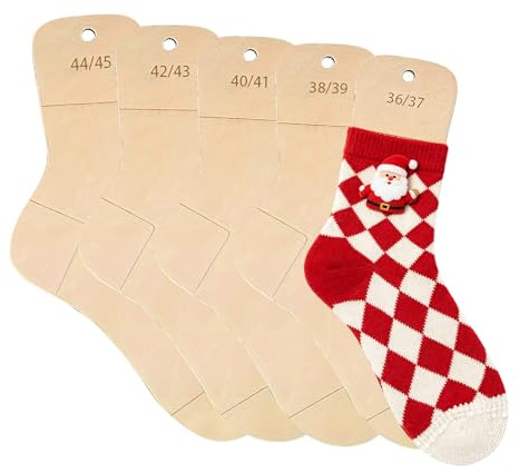 Generisch Lot de 5 planches à chaussettes taille 36-45, tendeurs de chaussettes avec indication de la taille, gabarit de chaussettes, bloc de tricot, planche à chaussettes pour tricot et crochet